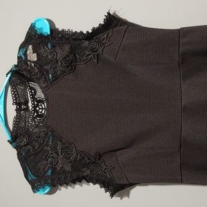 Francesca's Black high neck lace detailed mini dress